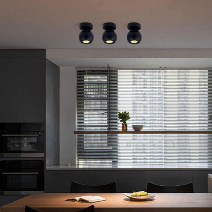 黑色led明装星球射灯5W7W12W蜂窝网防眩聚光万向可调背景墙壁画灯