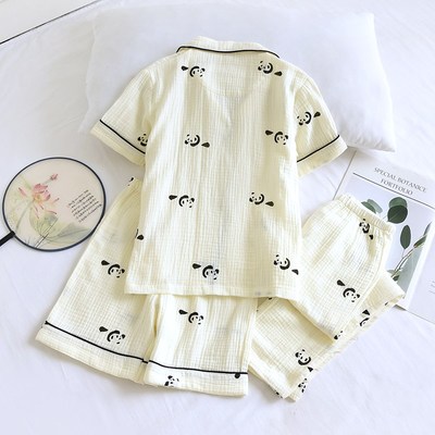 儿童夏季薄款纯棉纱布睡衣三件套卡通男童短袖长裤短裤棉纱家居服