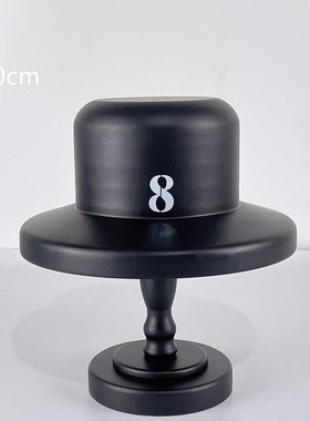 简约创意轻奢实木金属黑色帽子样板间衣帽间卧室设计师软装饰摆件