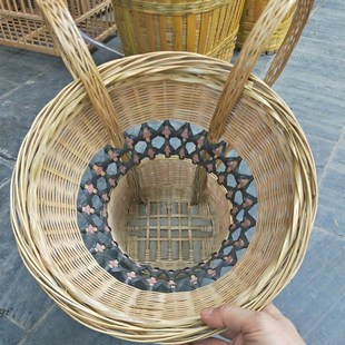 贵州竹编背篓 背篼手工精编儿童 背筐 小孩舞台道具 双肩背篓花蓝