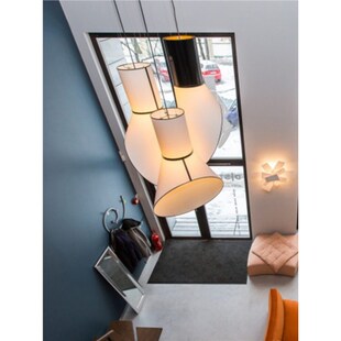 北欧侘寂风布艺灯创意艺术客厅卧室床头灯酒店复式楼梯间餐厅吊灯