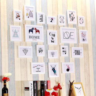 爱浓爱心照片墙相框墙心形20个相框组合北欧影楼家装卧室书房冲印