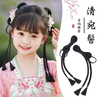 儿童汉服假发包发髻盘发造型古风女童头饰发饰蝴蝶结古装发包垫发