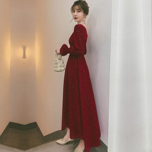 敬酒服新娘新款高级感订婚连衣裙回门宴会红色晚礼服气质平时可穿