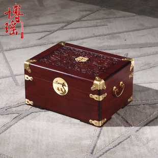 香樟木箱子龙凤铜喜中式陪嫁婚嫁箱结婚整板字画收纳全实木衣箱