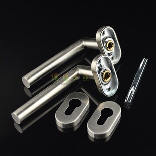 304不锈钢椭圆盖分体锁把手 塑钢门窄锁面板 防火门分体执手锁