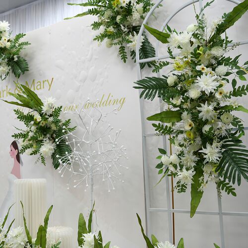 森系婚庆地排花T台装饰花婚礼排花长条仿真绢花婚礼场景背景花艺
