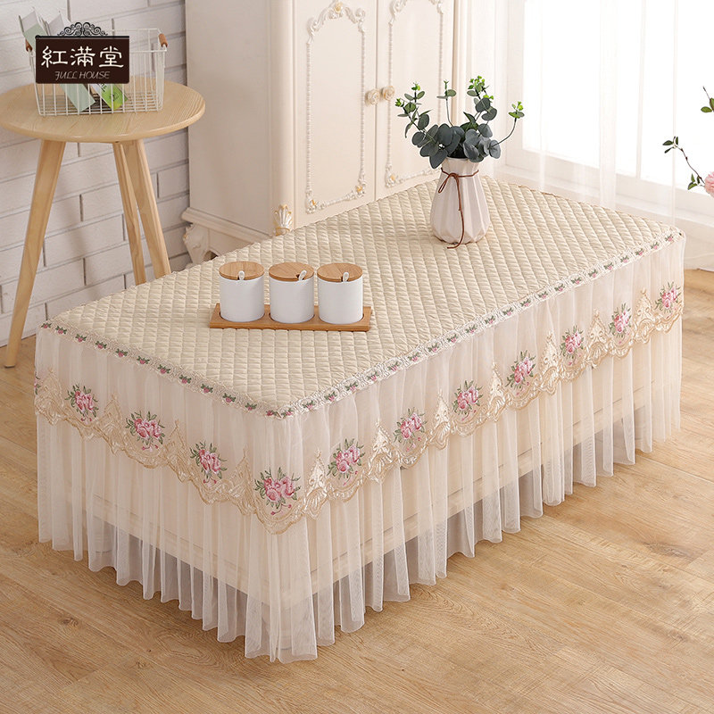 茶几罩套长方形客厅全包盖巾田园盖布蕾丝防滑茶几桌布布艺防尘罩,居家布艺,桌布,淘宝优惠券,粉丝福利购,淘宝优惠卷