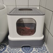 宠物猫砂盆抽屉式 超大猫厕所猫咪用品 防外溅大号防臭顶入封闭式