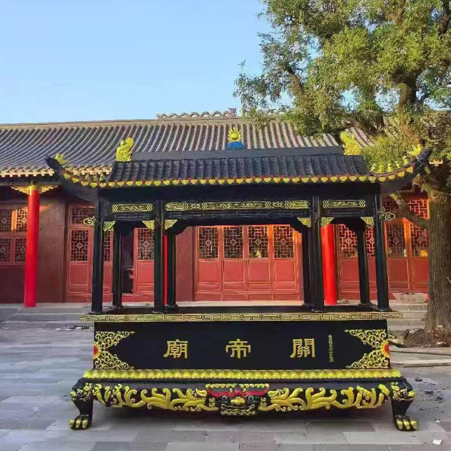 定制寺庙道观祠堂室内室外大型铸铁纯铜四八龙柱上香插香炉