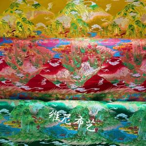 千里江山 织锦缎提花布料缎面旗袍国风新中式绣花服装面料手工diy