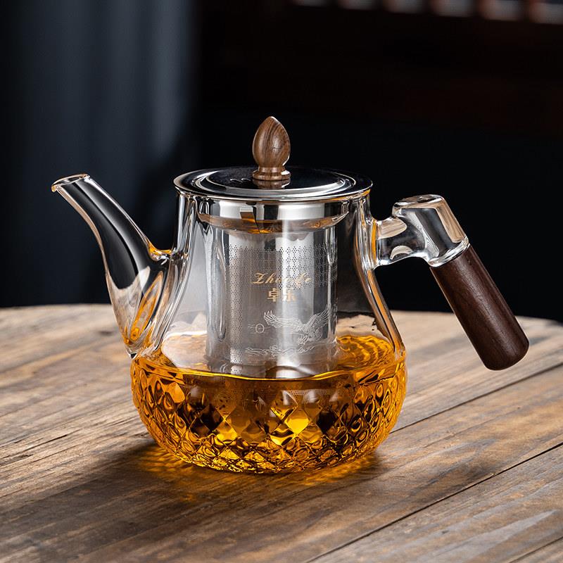 不锈钢内胆泡茶壶可加热玻璃烧水壶办公茶水分离泡茶器养生花茶壶