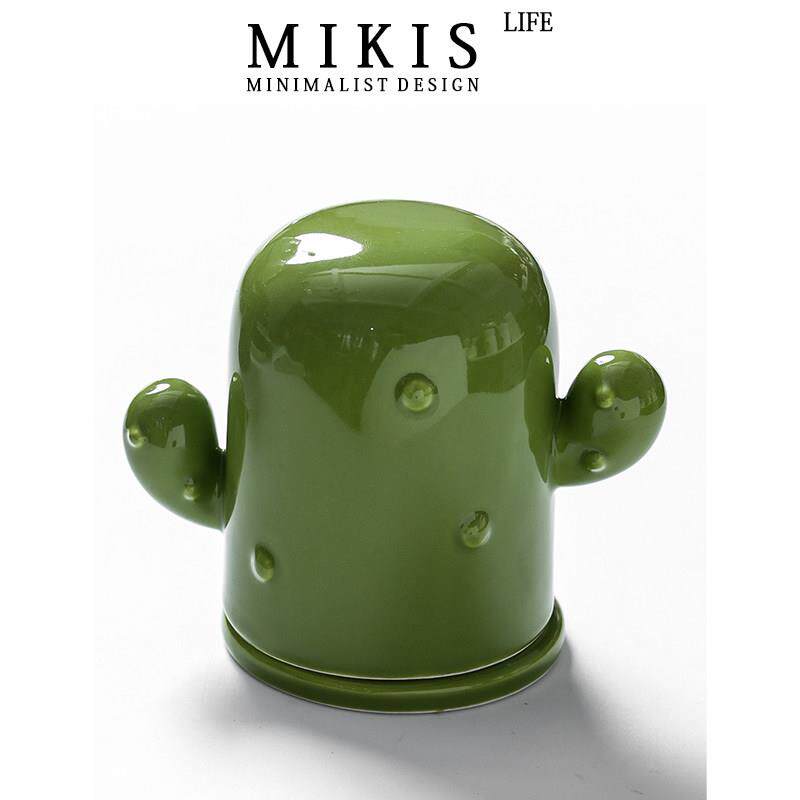 丹麦miki仙人掌高级创意陶瓷牙签筒家用客厅桌面收纳罐棉棒牙线盒