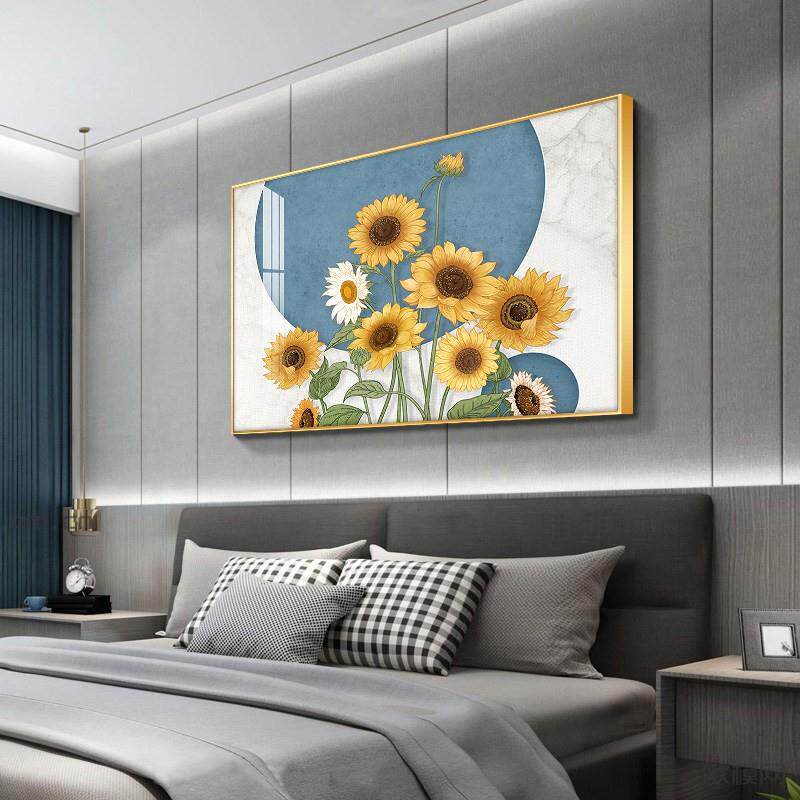 卧室床头装饰画主卧玫瑰花挂画轻奢现代高档房间背景墙壁画2026款