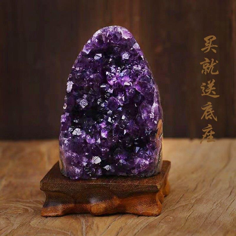 天然乌拉圭紫水晶洞原石帝王紫紫晶簇摆件消磁石克重紫晶簇随机发