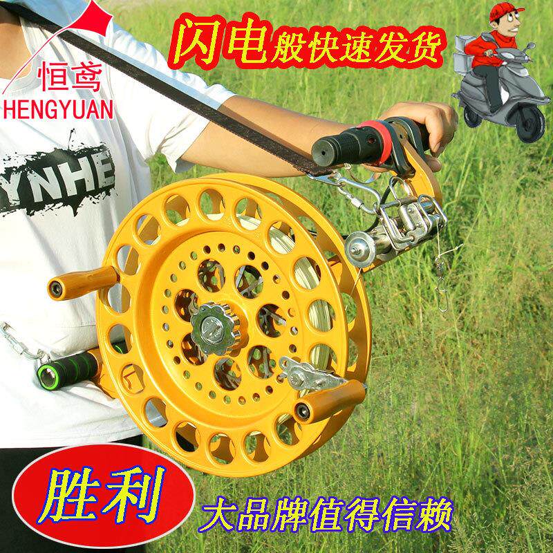 潍坊风筝线轮胜利镁合金握轮手刹防倒转万向轮加长陀螺把厂家