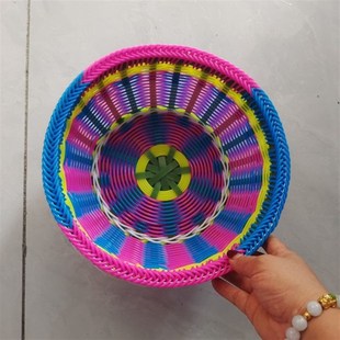 纯手工编织蓝子编织花篮手提藤篮买菜篮水果盘塑料心形中式藤条