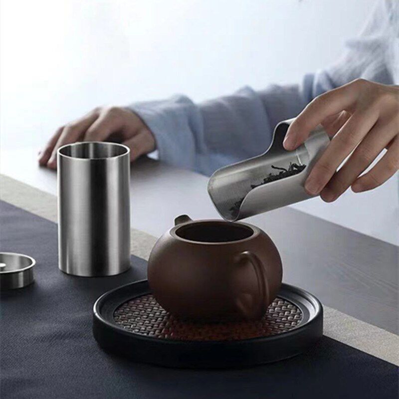 永龙锡罐纯锡茶叶罐便携小号旅行装茶罐带茶则金属密封保鲜储茶罐