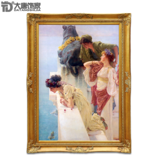 手绘客厅巨幅油画 豪华欧式玄关装饰画 古典人物挂画赛龙舟画N260