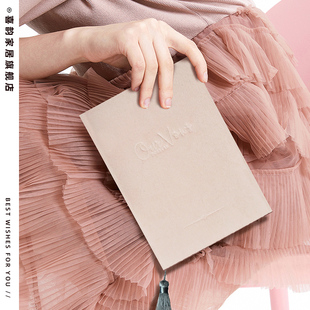 创意婚礼誓言本流苏丝绒婚礼誓言手卡 复古宣言卡誓词卡