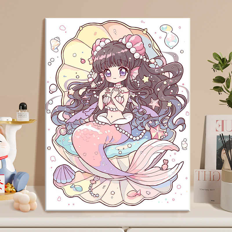 人鱼美战diy数字油画丙烯填充手绘美少女战士减压油彩涂色画,家居饰品,DIY/数字油画,淘宝优惠券,粉丝福利购,淘宝优惠卷