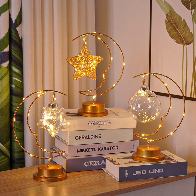 创意LED铁艺笑脸月亮星星灯圆球灯客厅卧室氛围灯酒柜玄关装饰摆,家居饰品,其他工艺饰品,淘宝优惠券,粉丝福利购,淘宝优惠卷