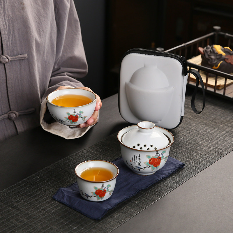 铁胎汝窑快客杯旅行茶具套装一壶两杯便捷式车载陶瓷茶艺小泡茶器,餐饮具,旅行茶具,淘宝优惠券,粉丝福利购,淘宝优惠卷