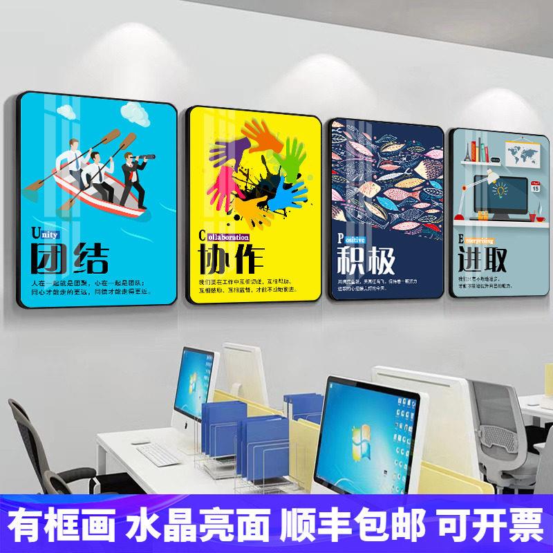 公司文化墙挂画办公室装饰画企业文化励志标语会议室背景墙装饰品