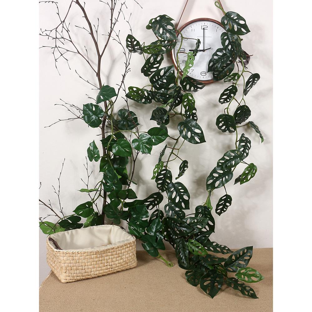 绿色植物彷真藤条 龟背叶墙壁遮丑吊顶装饰空调管道绿叶藤蔓假花
