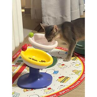 猫碗陶瓷宠物可调高度可调支架大直径保护颈椎,防止倾覆慢食碗水