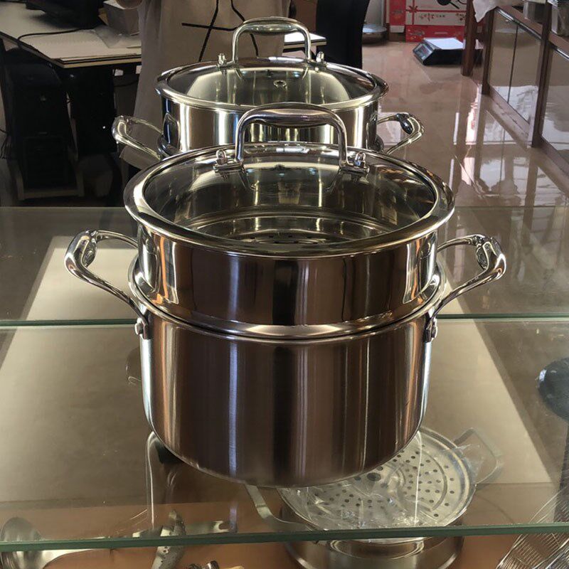 304小汤蒸锅双层食品级不锈钢迷你汤锅20cm家用二人煲汤熬米粥锅