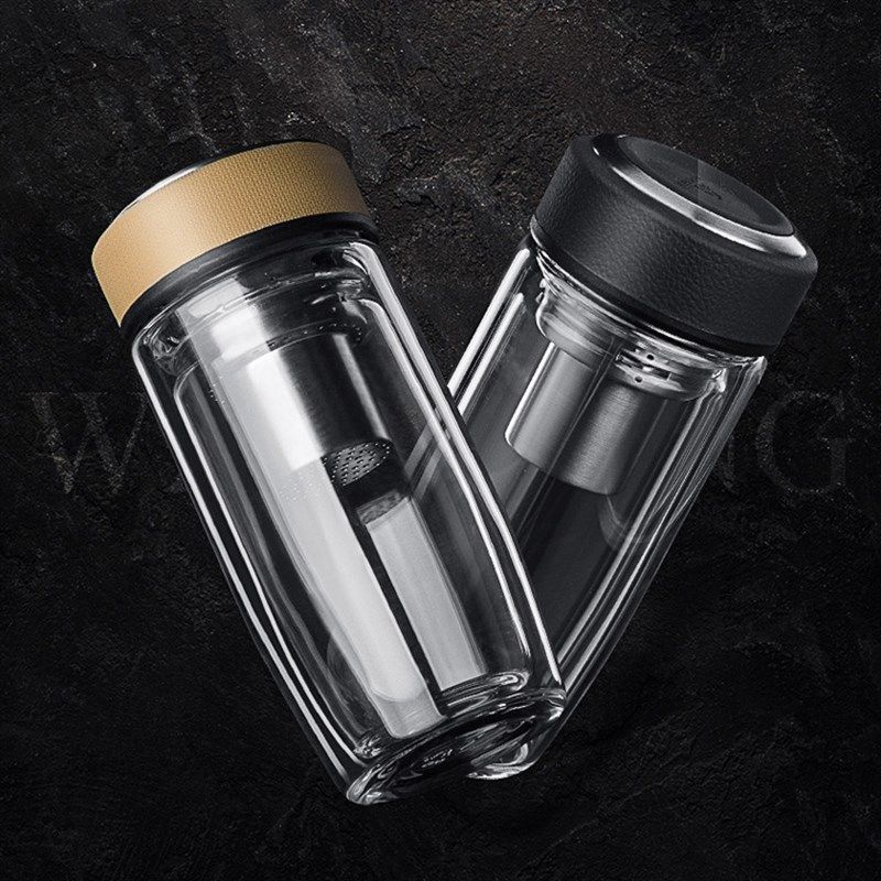 万象双层玻璃杯男女便携水杯过滤网泡茶杯大肚胖型商务礼品杯刻字,餐饮具,玻璃杯,淘宝优惠券,粉丝福利购,淘宝优惠卷