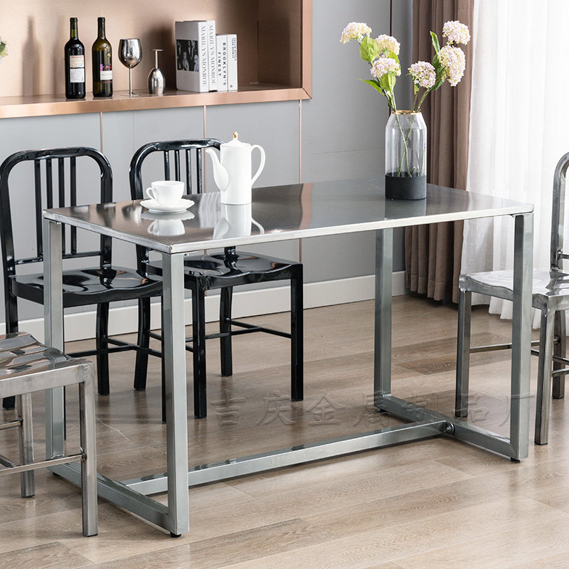 长方形实木不锈钢桌面金属餐桌简约餐厅酒馆工业风火锅桌户外桌子,住宅家具,不锈钢/PVC餐桌,淘宝优惠券,粉丝福利购,淘宝优惠卷