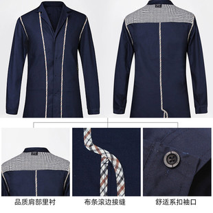 蓝大褂工作服上衣男女工人劳保服工装制服搬运工罩衣定制外套耐磨