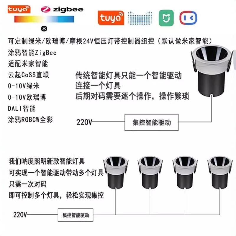 24V恒压防眩射灯嵌入式无极调光调色智能集控可调亮暗筒灯3线低压,家装灯饰光源,嵌入式射灯,淘宝优惠券,粉丝福利购,淘宝优惠卷