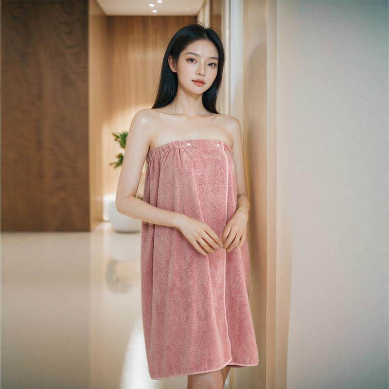 美容院浴裙抹胸可穿浴巾女裹胸睡裙浴袍珊瑚吸水绒厚款客人服汗蒸