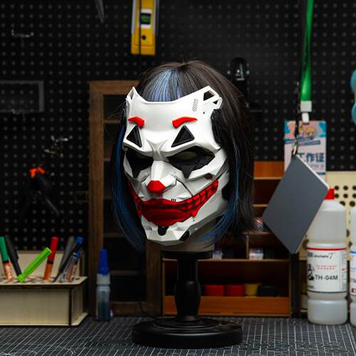 赛博朋克小丑JOKER面具面罩全遮面万圣节恐怖机械感舞台活动NPC