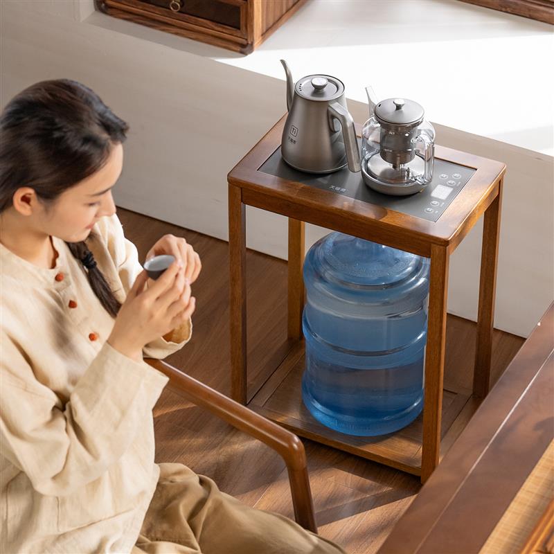 实木茶水柜家用茶桌小茶台侧边柜烧水壶一体客厅茶吧机水桶置物架