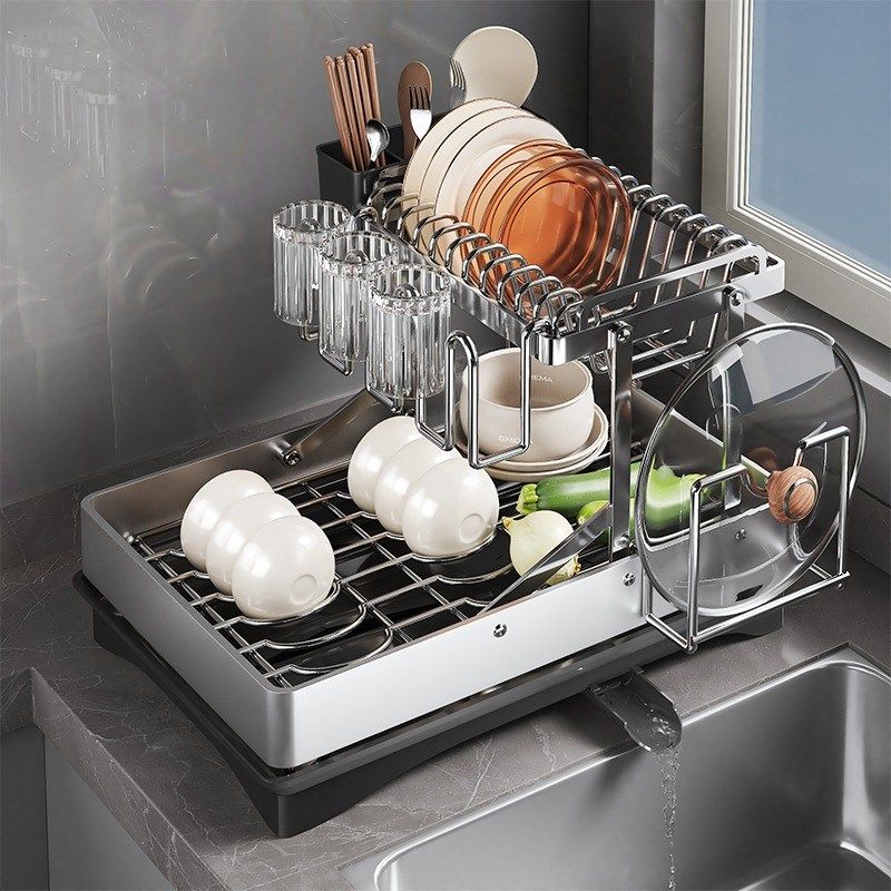 厨房碗碟沥水架不锈钢水槽放碗盘碗筷收纳架置物架碗架台面多功能,厨房/烹饪用具,碗架,淘宝优惠券,粉丝福利购,淘宝优惠卷
