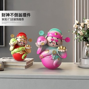 财神爷客厅酒柜装饰摆件不倒翁手办2025蛇年春节过年布置新年礼物
