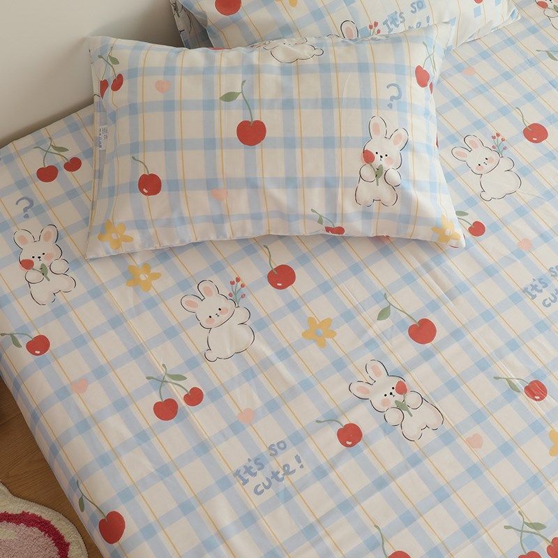 樱桃小白兔儿童宝宝纯棉床笠床单单件全棉学生宿舍卡通可爱1.35m,床上用品,床单,淘宝优惠券,粉丝福利购,淘宝优惠卷
