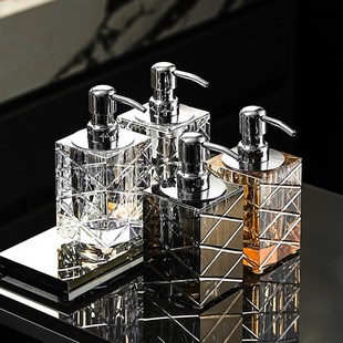 奢华水晶玻璃洗手液瓶乳液瓶套装卫生间高端慕斯起泡按压分装瓶子