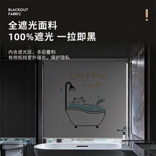 法式复古免打孔窗帘遮光2024新款遮阳卫生间浴室防水手拉式卷帘