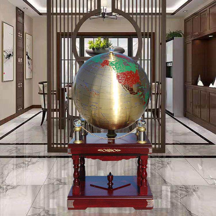 地球仪纯铜大型实木摆件公司大厅办公室母校庆典开业乔迁工艺礼品