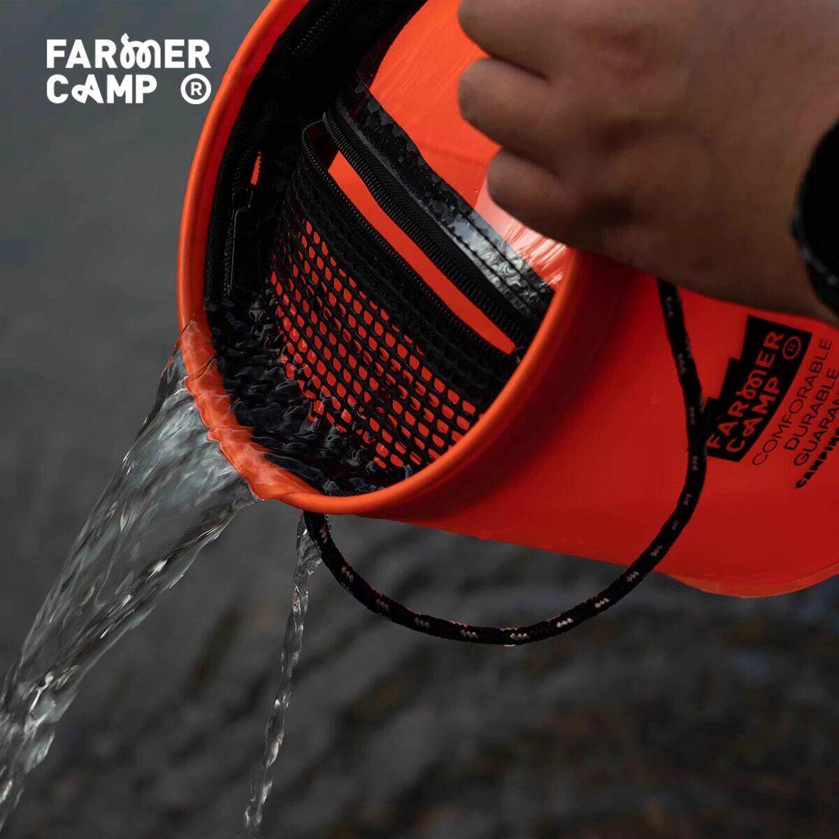 farmercamp钓鱼桶带盖折叠打水桶儿童亲子小物钓鱼桶小号手提桶