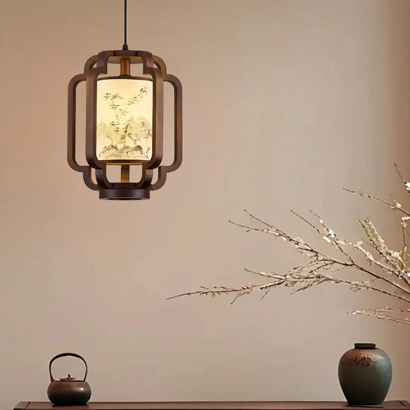 实木复古餐厅吊灯宋式美学过道玄关书房卧室茶楼餐饮灯新中式吊灯