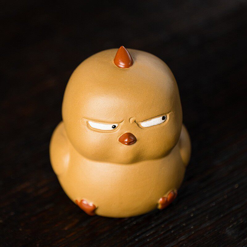 不服气小鸡 紫砂小鸟茶宠创意茶桌茶玩摆件精品可养茶台摆设 可爱