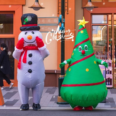 圣诞节大型户外圣诞老人充气服气模圣诞树电动气球装饰品场景布置