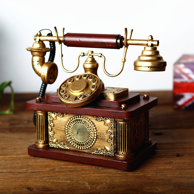欧式复古怀旧电话机模型摆件电视柜装饰品咖啡厅店铺橱窗摄影道具