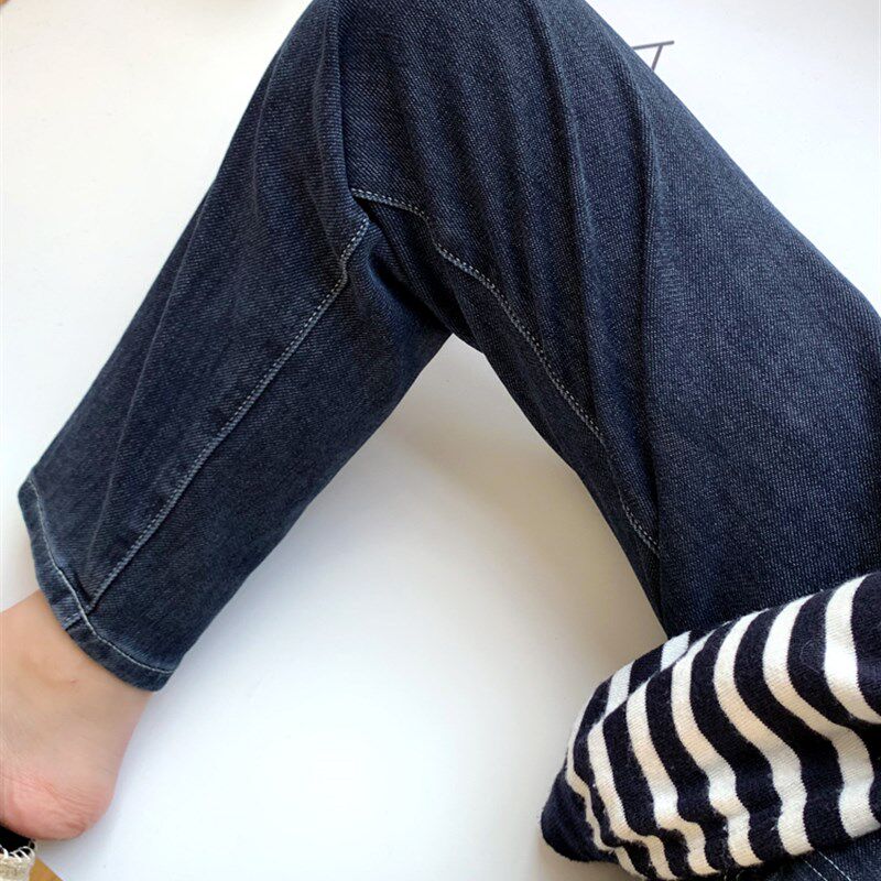 大码2022年春款哈伦牛仔裤女显瘦梨形身材裤子宽松哈伦九分老爹裤